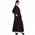 Collared Casual abaya - Black-Wine color